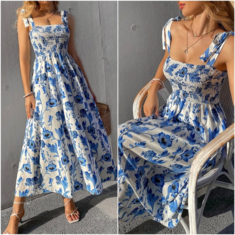 Bohemian Floral print Cottagecore Midi Dress - Picture 8 of 9